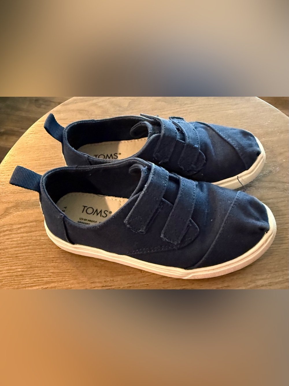 Toms Kids Navy Canvas Hook-and-Loop Sneakers